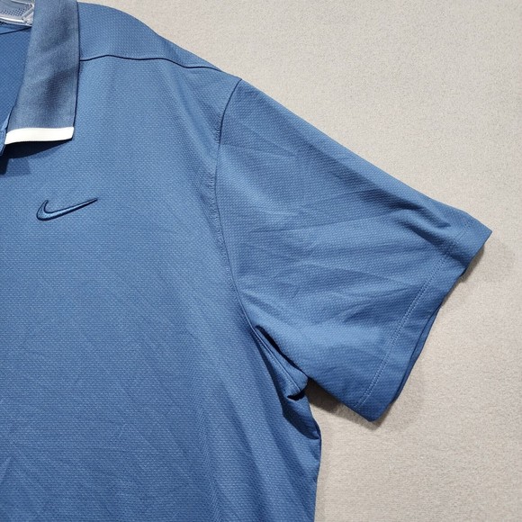 Nike Polo Shirt Mens XL Blue Solid Nike Dri-Fit Standard Fit Short Sleeve - Picture 4 of 16